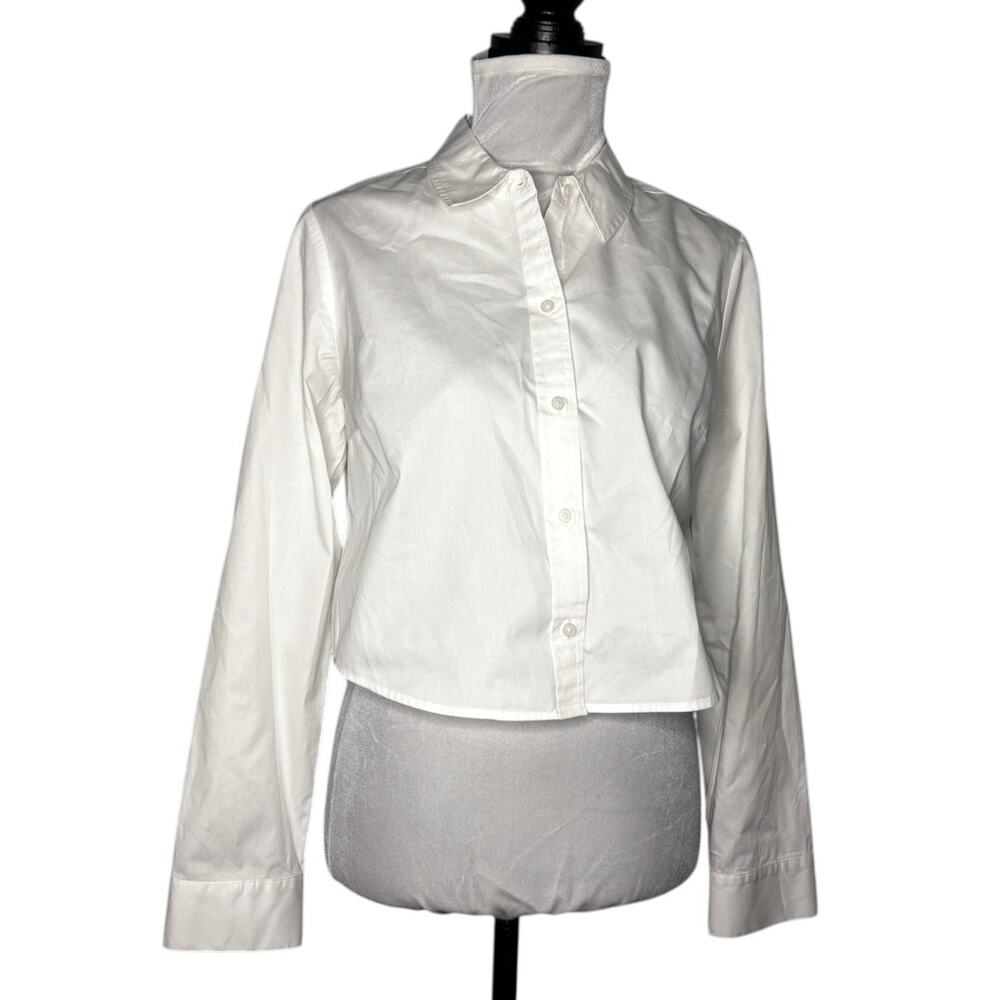 Express Cropped Portofino Buttondown White Size Medium